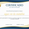 Blue Gold Elegant Certificate of Participation